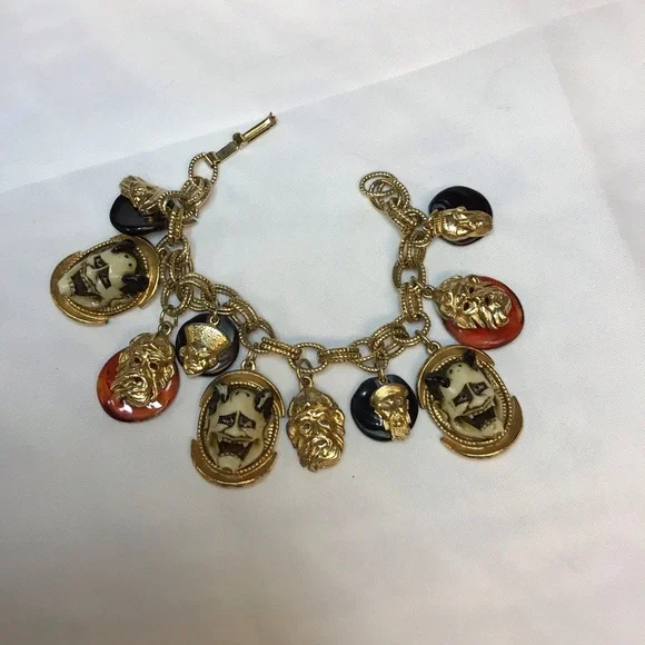 VINTAGE FLORENZA JAPANESE DEVIL NOH BRACELET SIGNED
